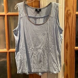 WOMEN’S G BY GULIANA LIGHT BLUE SLEEVELESS TOP PLEATED BACK SIZE XL